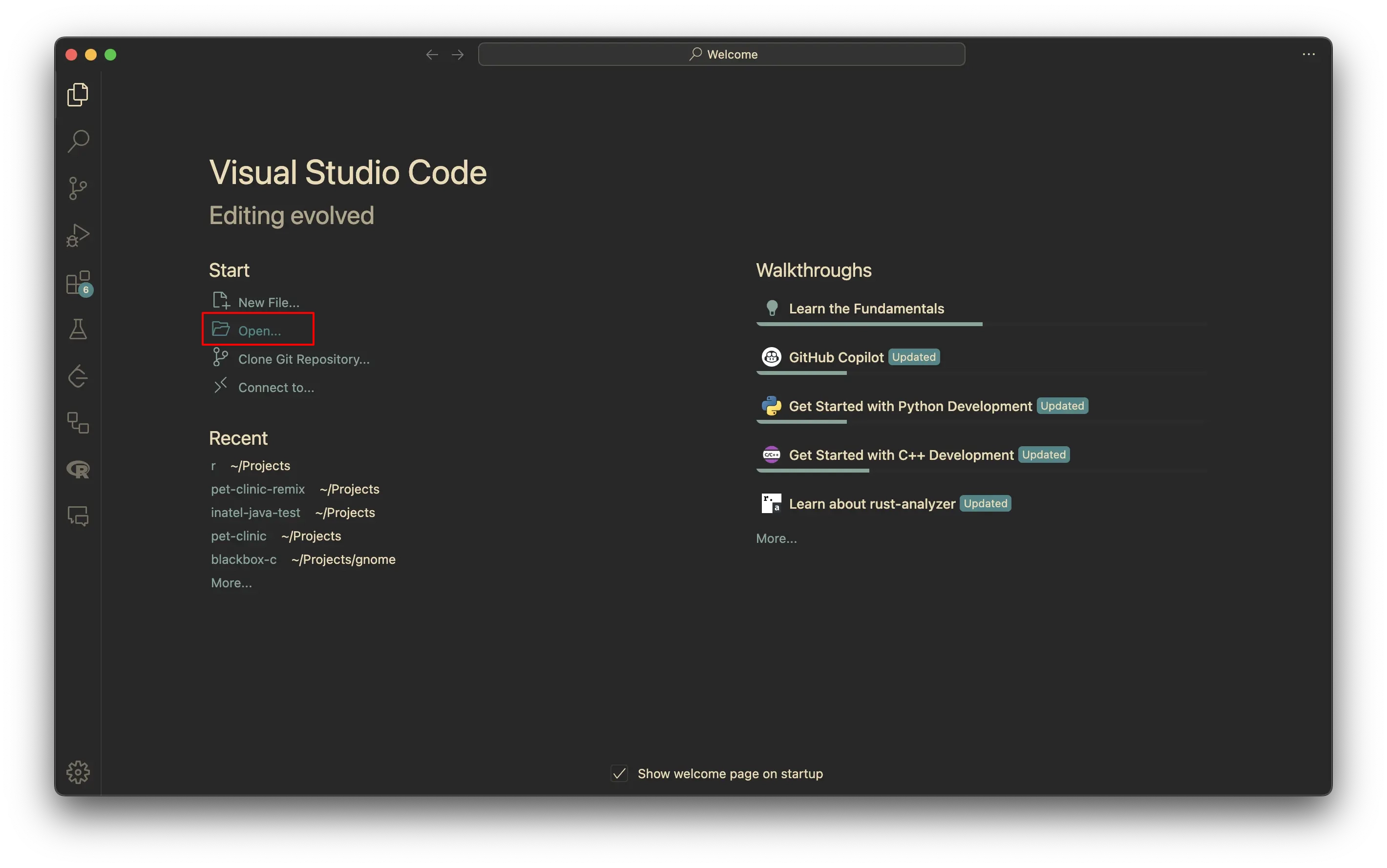 VS Code Open Folder